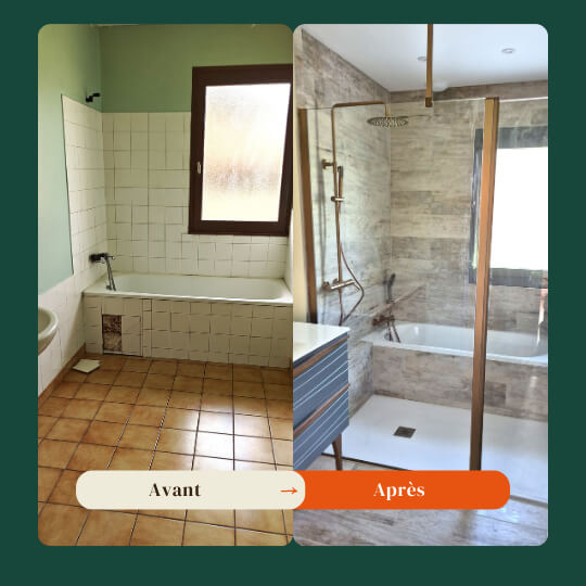 avant après de la rénovation d'une salle de bain à Bordeaux
